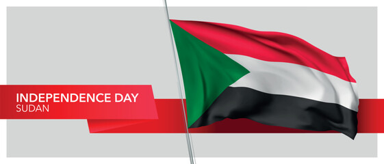 Sudan independence day vector banner, greeting card.
