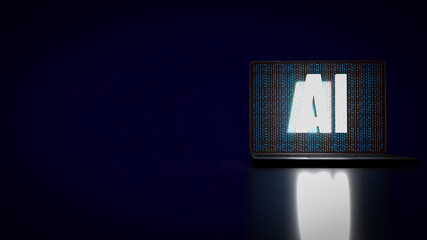 AI text on notebook for technology or it concept 3d.