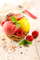 delicious ice cream with fresh fruits