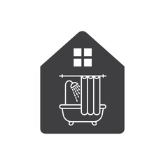 illustration of bathroom, bath room icon, vector art.