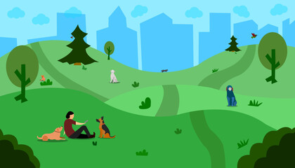 with pets at the park