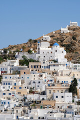 Panoramic view of the picturesque and whitewashed island of Ios Greece