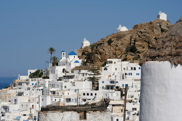 Panoramic view of the picturesque and whitewashed island of Ios Greece