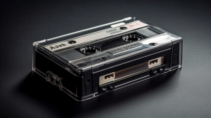 Cassette Tape Compact Case Audio Record isolate background Generative AI