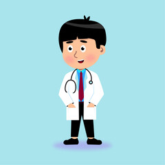 Little doctor cute health care carton illustration