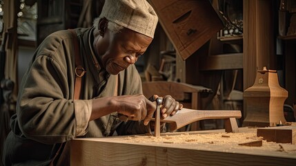 African American carpenters are masters of their craft, using their skills and expertise to create beautiful and functional works of art. Generated by AI.