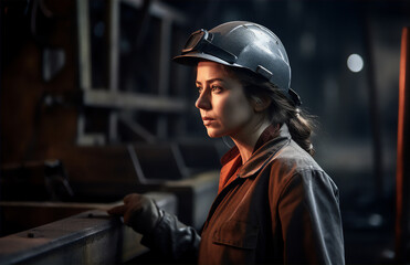 Female welder in an industrial facility - Generatice AI