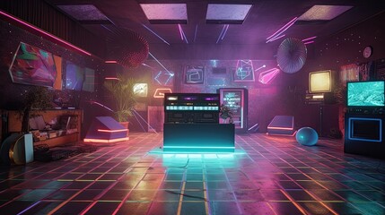 Transport yourself back to the iconic era of the 1980s with an ultrarealistic 8k disco-themed party, featuring vibrant neon colors, glittering disco balls, and non-stop dance hits. Generated by AI.
