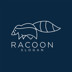 One continuous line of racoon logo design identity