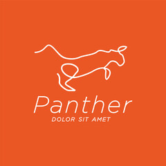 Leopard Jumping Line Art logo Idea