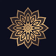 Premiume Gold color mandala background design vector logo icon illustration for print