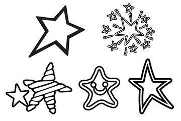 doodle star illustration with hand drawn style on white background