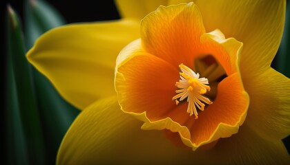 Generative AI close up of a yellow daffodil design illustration