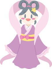 4頭身の織姫の主線なしカラーイラスト