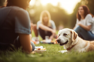 Sunbathing Pup: A Dog's Day Out on a Sunny Picnic Day