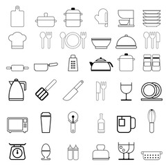 kitchen icon bundle set for food or cooking concept