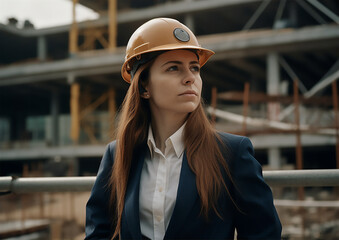 Female construction worker. Generative AI