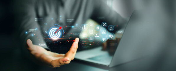 Dartboard or bullseye for business target goal digital transformation technology system and...