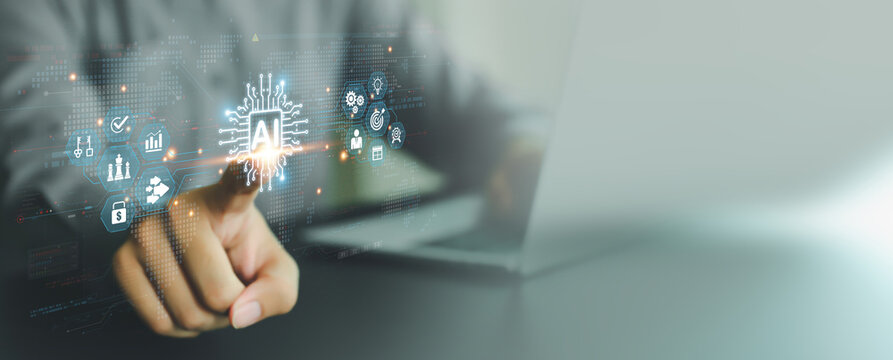 AI Artificial Intelligence technology digital for business industry analysis learning and communication system or automation robotic programming and futuristic concepts.