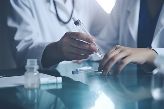 Medication Treatment Discussion: Close-Up on Doctors' Hands