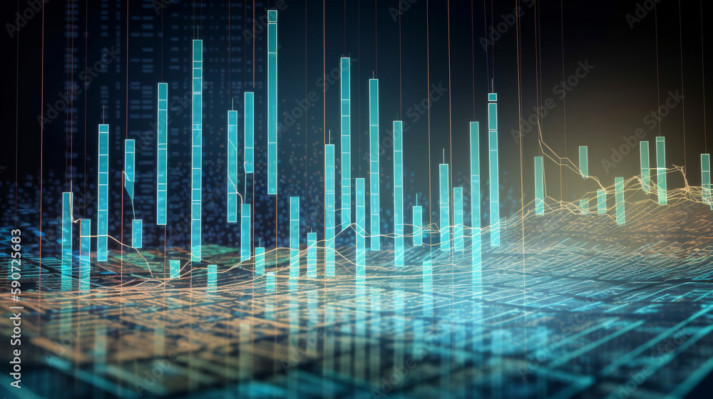 Poster forex concept stock exchang and trader. financial market business with graph chart analysis. ai gene