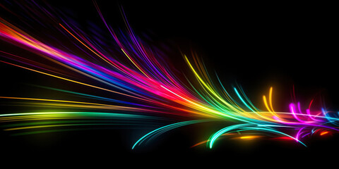 Bright laser beams shinning through black background, generated AI, generated, AI