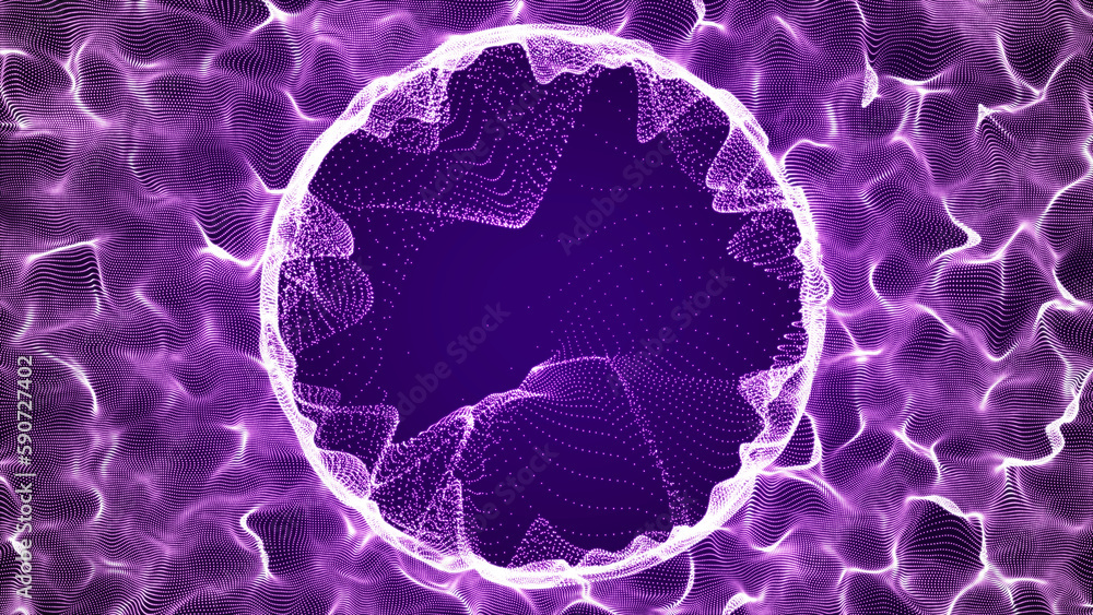 Poster funnel-shaped tunnel for movement between cyberspaces. cosmic wormhole. space travel concept. 3d ren
