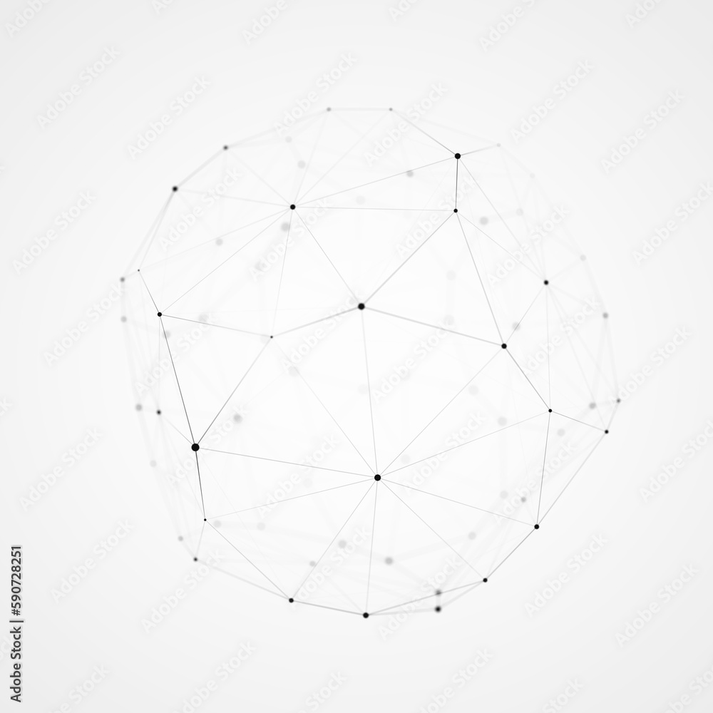 Poster sphere consisting of dots and lines on a white background. network connection structure. big data vi