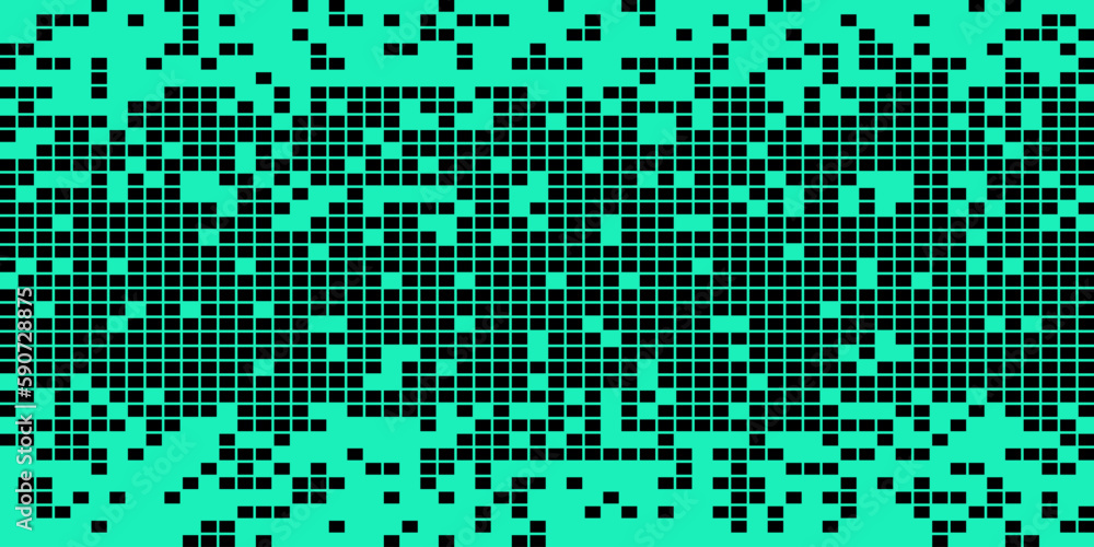 Poster random pixels pattern on green background. shuffled pixels texture background. classic pixel art. ve