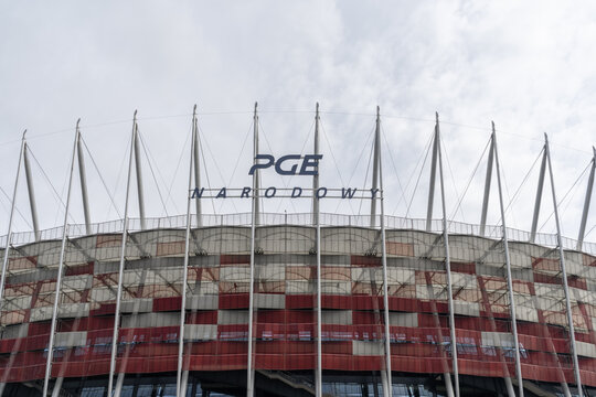PGE Narodowy in Warsaw. Kazimierz Górski's National Stadium or Stadion Narodowy im. Kazimierza Górskiego. Home stadium of Polish national football team on March 24, 2023 in Warsaw, Poland.
