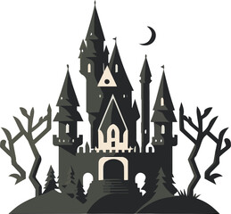 Fantasy castle vector. Single vector for edit