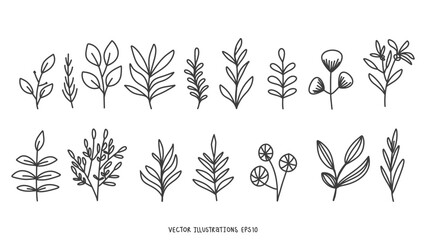 Flower shape vector,hand drawn elements , flat Modern design isolated on white background ,Vector illustration EPS 10