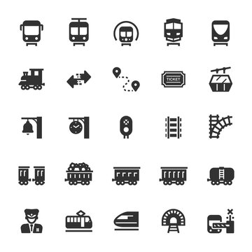 Icon set - train and transportation