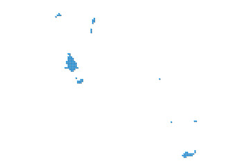 An abstract representation of The Bahamas, vector The Bahamas map made using a mosaic of blue dots with shadows. Illlustration suitable for digital editing and large size prints. 