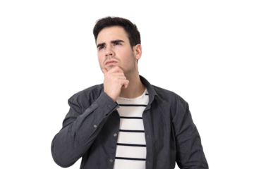 thoughtful young man isolated on white background