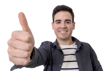 young smiling with okay and approval signal isolated man