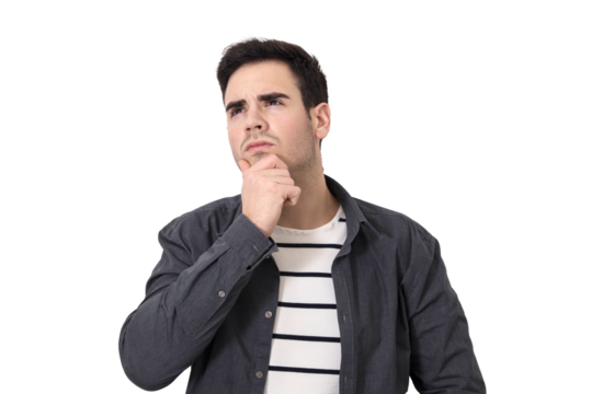 thoughtful young man isolated on white background