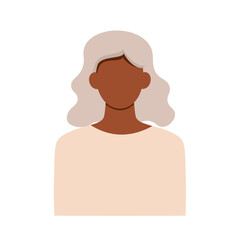 Faceless female avatar. Black woman vector illustration. 