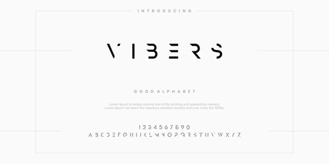 Modern abstract digital alphabet font. Minimal technology typography, Creative urban sport fashion futuristic font and with numbers. vector illustration