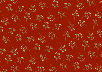 Hand-painted gypsophila pattern (background dull red)