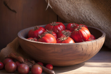 Fototapeta na wymiar Cheerful Rustic Still Life with Tomatoes - Generative AI