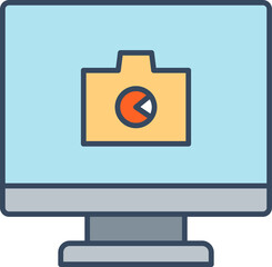desktop computer and camera icon