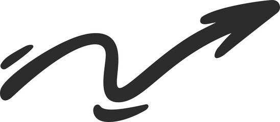 Doodle arrow. Hand drown lines and curve scribbles. Sketch of abstract pointer in different shape