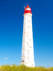 lighthouse Santa Maria of Farol Island at the Algarve coast of Portugal