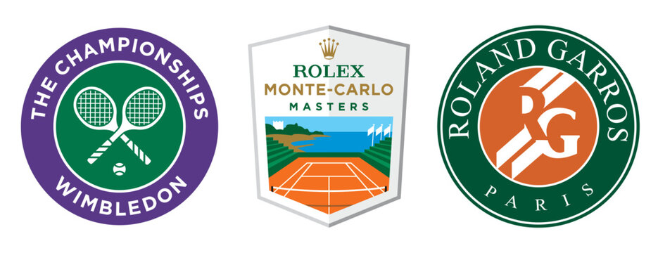 Vector logo of the Wimbledon tennis tournament. Monte-Carlo Masters. Roland Garros