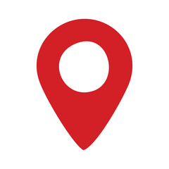 Red Map Marker Icon Isolated on White Background. Vector Illustration. The location marker is red. Suitable for designs that use location symbols, location markers, needles, etc