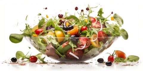 Obraz na płótnie Canvas salad isolated on white background, vegetables, generative ai