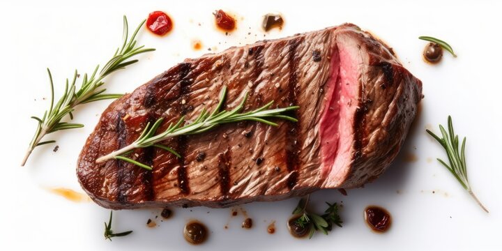 entrecote isolated on white background, meat, generative ai