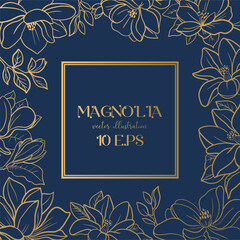 Printable Full wrap for libby class can. Floral pattern with golden magnolia flowers