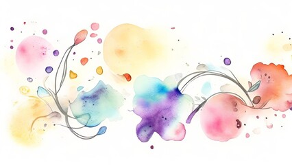 Bright watercolor painting of flowers on the paper. Generative AI.